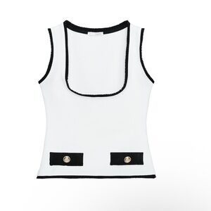 Zara White Tank Top with Black Trim